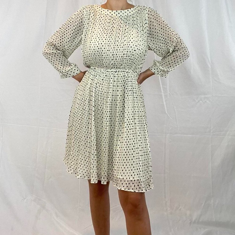 Polka dot pleated dress